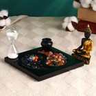 Японский сад камней настольный «Дзен. Асэми», с песочными часами и набором аксессуаров, 15×15 см - Фото 1