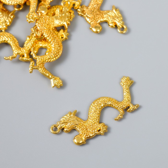 Сувенир металл подвеска "Золотой дракон" 1,8х3,8 см - Фото 1