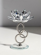 Стеклянный подсвечник на 1 свечу «Лотос на кольцах», d=4 см, 11.2×9×16.5 см - Фото 5