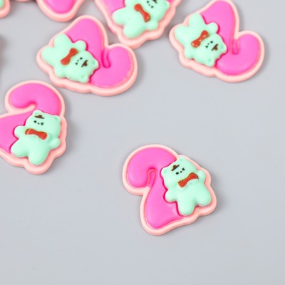 Декор для творчества «Цифра 2 со зверюшкой», набор 10 шт., 2×1.6 см