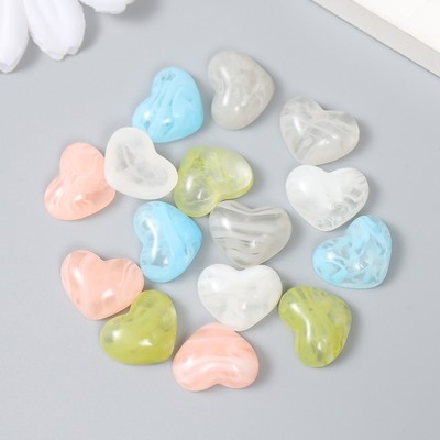 Декоративные элементы для творчества «Арт Узор. Сердечки», набор 15 шт., пластик, глянец, 1.5×1.2×0.5 см, МИКС