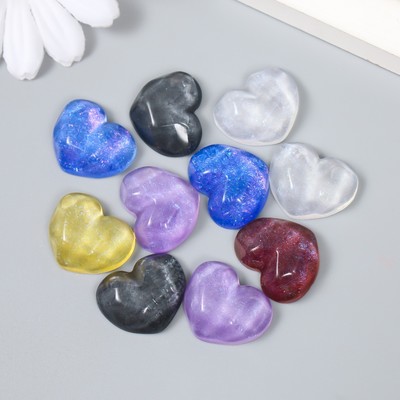 Декоративные элементы для творчества «Арт Узор. Сердце с гранями», набор 10 шт., пластик, блеск, 2.1×1.7×0.7 см, МИКС