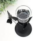 Подсвечник металл на 1 свечу "Бабочка с шариками-кристаллами" чёрный 8,5х8,5х22 см - Фото 4
