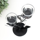 Подсвечник металл на 2 свечи "Бабочки с шариками-кристаллами" чёрный 9,5х9,5х25,5 см - фото 25496492