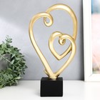 Сувенир полистоун "Двойное золотое сердце" на чёрной подставке 15,5х7х29 см - фото 300777503
