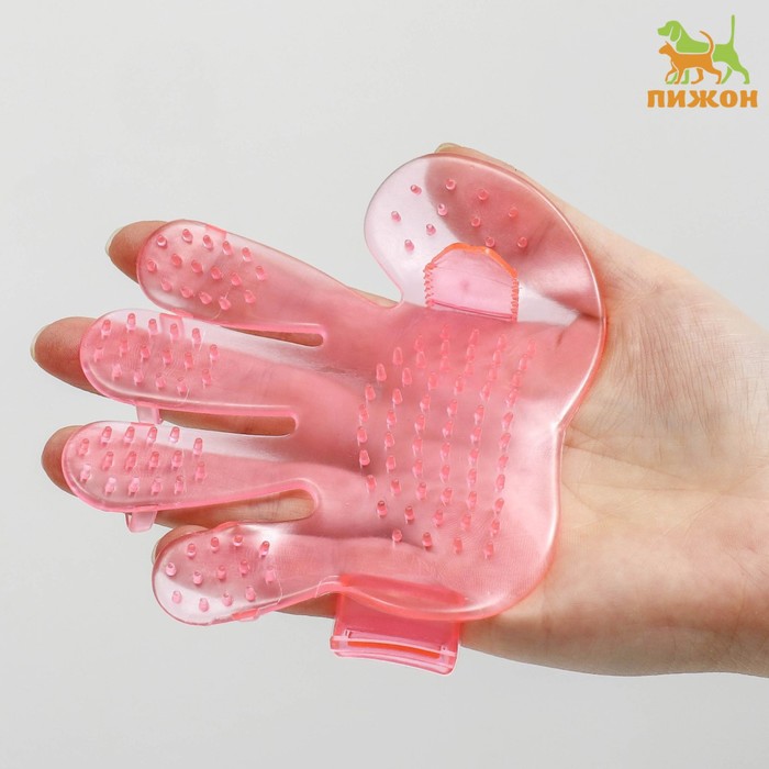 Щетка массажная резиновая на руку, розовая - Фото 1