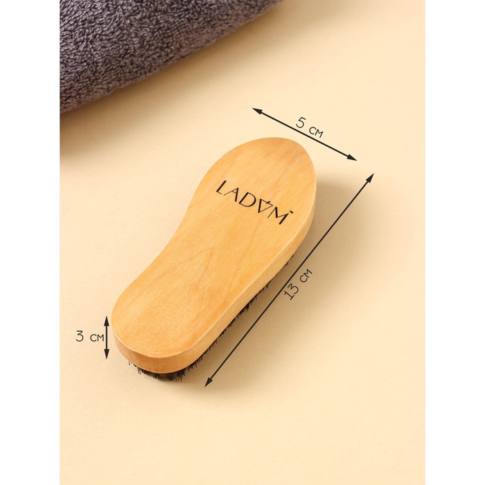 Щётка для одежды деревянная LaDо́m, 13×5×3 см, искусственный ворс, 130 пучков - фото 1898847341