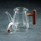 Заварочный чайник «Тенби», 650 мл, 18×9.5×14 см, стеклянное сито, деревянная ручка, стекло, прозрачный - Фото 3