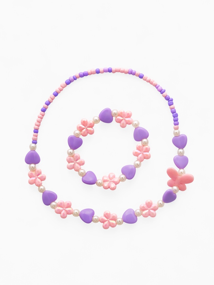 Набор детский Выбражулька «Ромашки с бабочкой», 2 предмета: бусы, браслет, МИКС