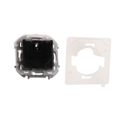 Розетка Legrand INSPIRIA, 250 В, 16 А, IP44, 2К+З, откидная крышка, шторки, антрацит
