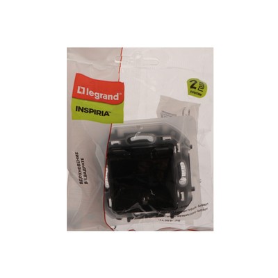 Розетка Legrand INSPIRIA, 250 В, 16 А, IP44, 2К+З, откидная крышка, шторки, антрацит