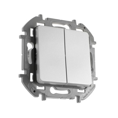 Выключатель Legrand INSPIRIA, 2 клавиши, 10 A, 250 В, алюминий
