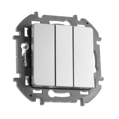 Выключатель трехклавишный Legrand INSPIRIA, 20 AX, 250 В, Алюминий