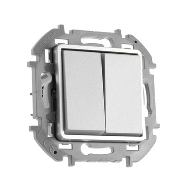 Переключатель двухклавишный Legrand INSPIRIA, 10 AX, 250 В, Алюминий