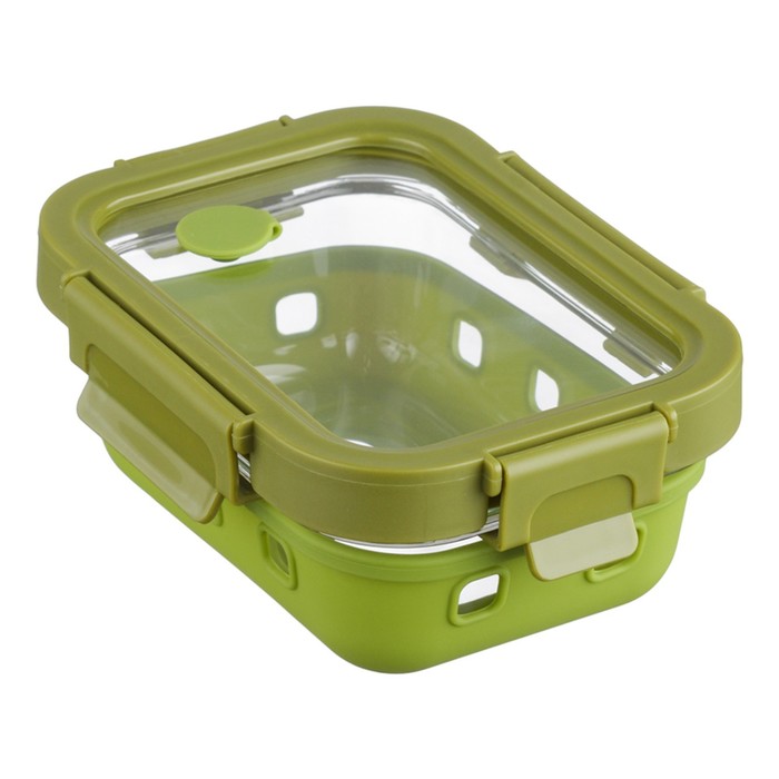 Контейнер для запекания, хранения и переноски продуктов в чехле, цвет зелёный, 370 мл - Фото 1