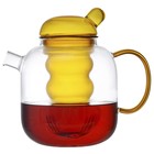 Чайник стеклянный с двумя чашками, цвет жёлтый, 1.2 л - Фото 3