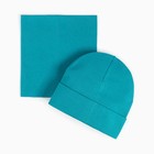 Комплект (шапка, снуд) для мальчика, цвет тёмно-зелёный, размер 50-54 - фото 319279697