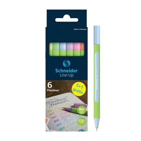Набор капиллярных ручек 6 цветов, Schneider 'Line-Up Pastel'. узел 0,4 мм, пластиковый пенал-подставка, европодвес