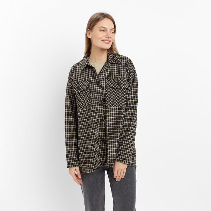 Рубашка женская с карманами Mark Formelle, цвет бежевый, чёрный, размер 44