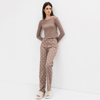 Пижама женская (лонгслив, брюки) Mark Formelle, цвет кофейный, размер 48