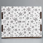 Коробка подарочная сборная с окном, упаковка, «Звезды», белый, 27 х 10 х 21 см (комплект 5 шт) - фото 22031413