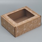 Коробка подарочная сборная с окном, упаковка, «Цветы», бурый ,27х10х21 см - фото 319280865