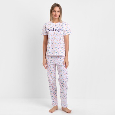 Комплект женский домашний (футболка/брюки), цвет белый, размер 54