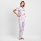 Комплект женский домашний (футболка/брюки), цвет белый, размер 54 - фото 47155294