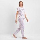 Комплект женский домашний (футболка/брюки), цвет белый, размер 54 - фото 47155295