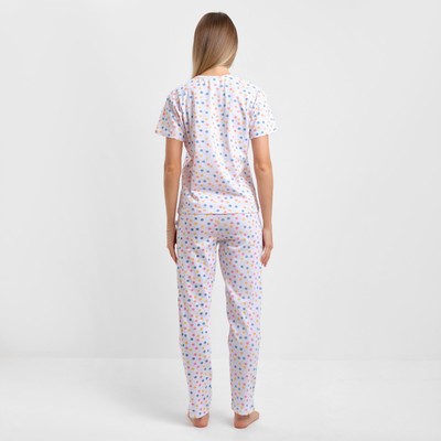 Комплект женский домашний (футболка/брюки), цвет белый, размер 54