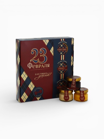 Подарочный набор «23 февраля», чай 50 г, кофе 30 г, крем-мед 2 шт.