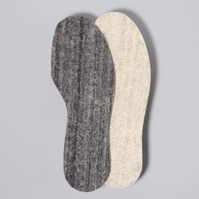 Стельки для обуви, утеплённые, универсальные, полушерстяной войлок, толщина 5 мм, 36-42 р-р, пара, цвет серый/белый