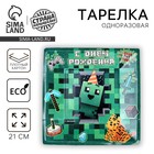 Тарелка одноразовая бумажная квадратная « Пиксели »,21 см - Фото 1