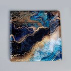 Тарелка одноразовая бумажная квадратная "Мрамор", синий,21 см - Фото 3
