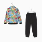 Костюм для мальчика (толстовка, брюки), цвет серый/дино, рост 110 см - Фото 4