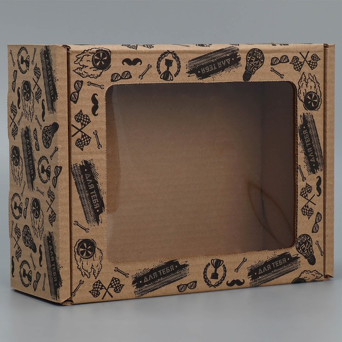 Коробка подарочная сборная с окном, упаковка, «Лучше всех», бурый ,27х10х21 см - фото 1910569682