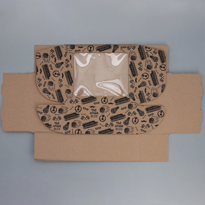 Коробка подарочная сборная с окном, упаковка, «Лучше всех», бурый ,27х10х21 см - фото 1910569685