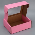 Коробка подарочная сборная с окном, упаковка, «Розовый», 27×10×21 см 9381916