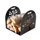 Дровница, декор «Дерево», 370 × 400 × 380 мм, цвет чёрный - Фото 2