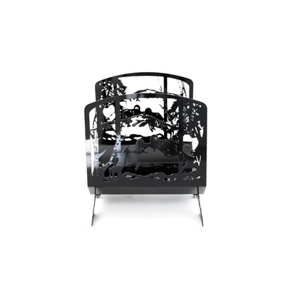 Дровница, декор «Лес», 400 × 450 × 516 мм, цвет чёрный