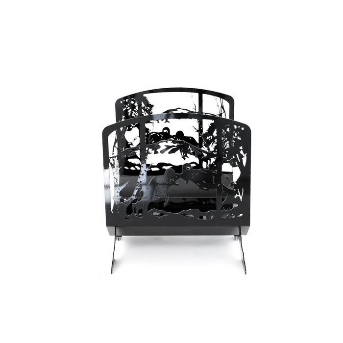 Дровница, декор «Лес», 400 × 450 × 516 мм, цвет чёрный - Фото 1