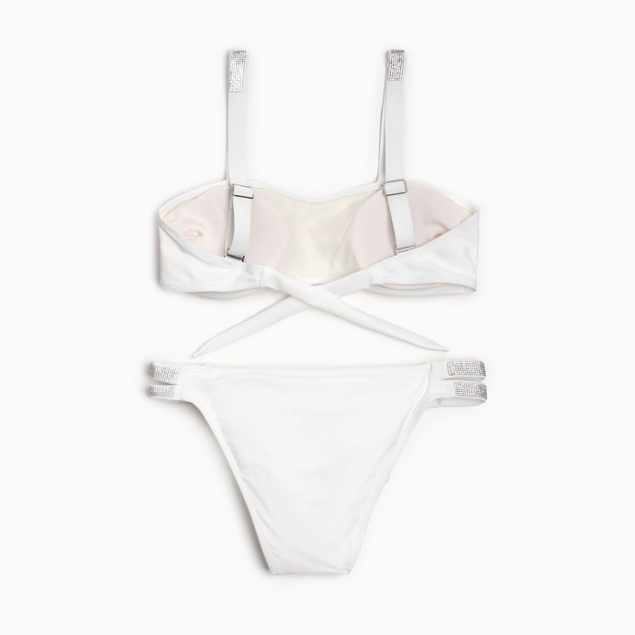 Купальник женский раздельный MINAKU со стразами цвет белый, размер 44