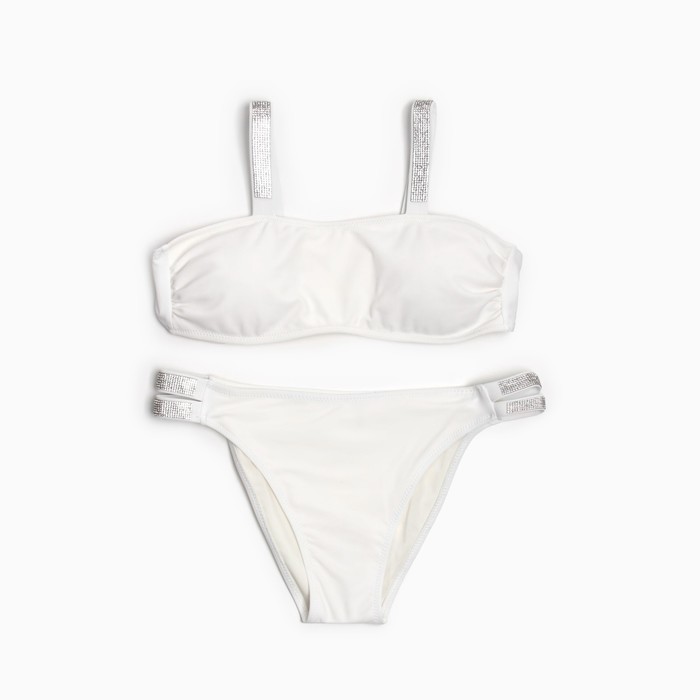 Купальник женский раздельный MINAKU со стразами цвет белый, размер 44