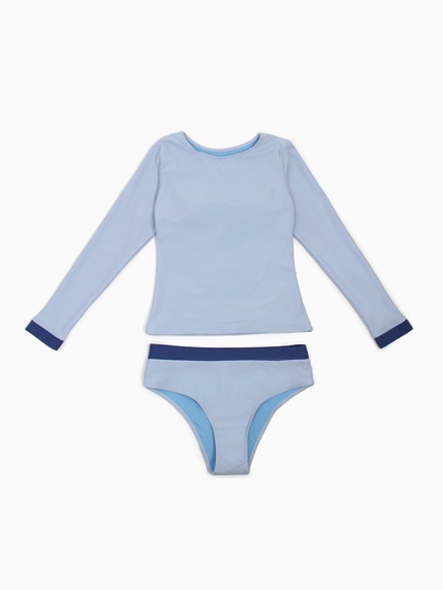 Купальник раздельный с длинными рукавами женский MINAKU, голубой, размер 44