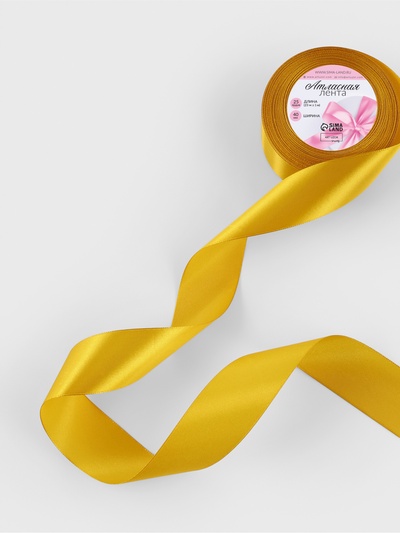 Лента атласная, 40 мм, 23±1 м, горчичная №М209