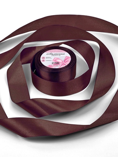 Лента атласная, 40 мм × 23 ± 1 м, цвет горький шоколад №М496