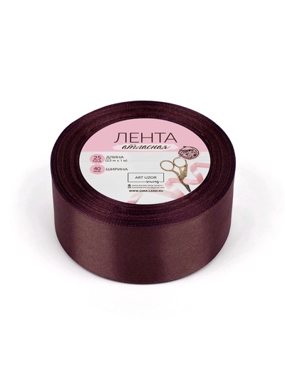 Лента атласная, 40 мм × 23 ± 1 м, цвет горький шоколад №М496