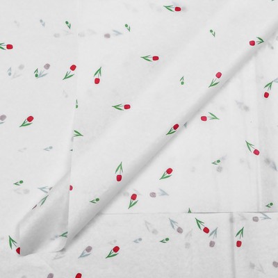 Бумага упаковочная тишью, «Цветы», белый, 50 см × 70 см 17 грамм