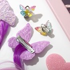 Набор детский «Выбражулька» 4 предмета: 2 заколки с цветными локонами, клипсы, цветной - фото 24426278