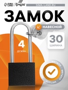 Замок навесной ТУНДРА, основание 30 мм, длинная дужка, 3 ключа, подвес 9284051 - фото 319878110